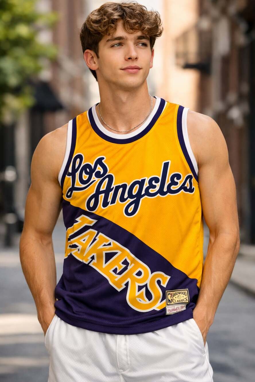 Men's Los Angeles Lakers Mitchell & Ness Big Face 5.0 Fashion Tank Top - Gold